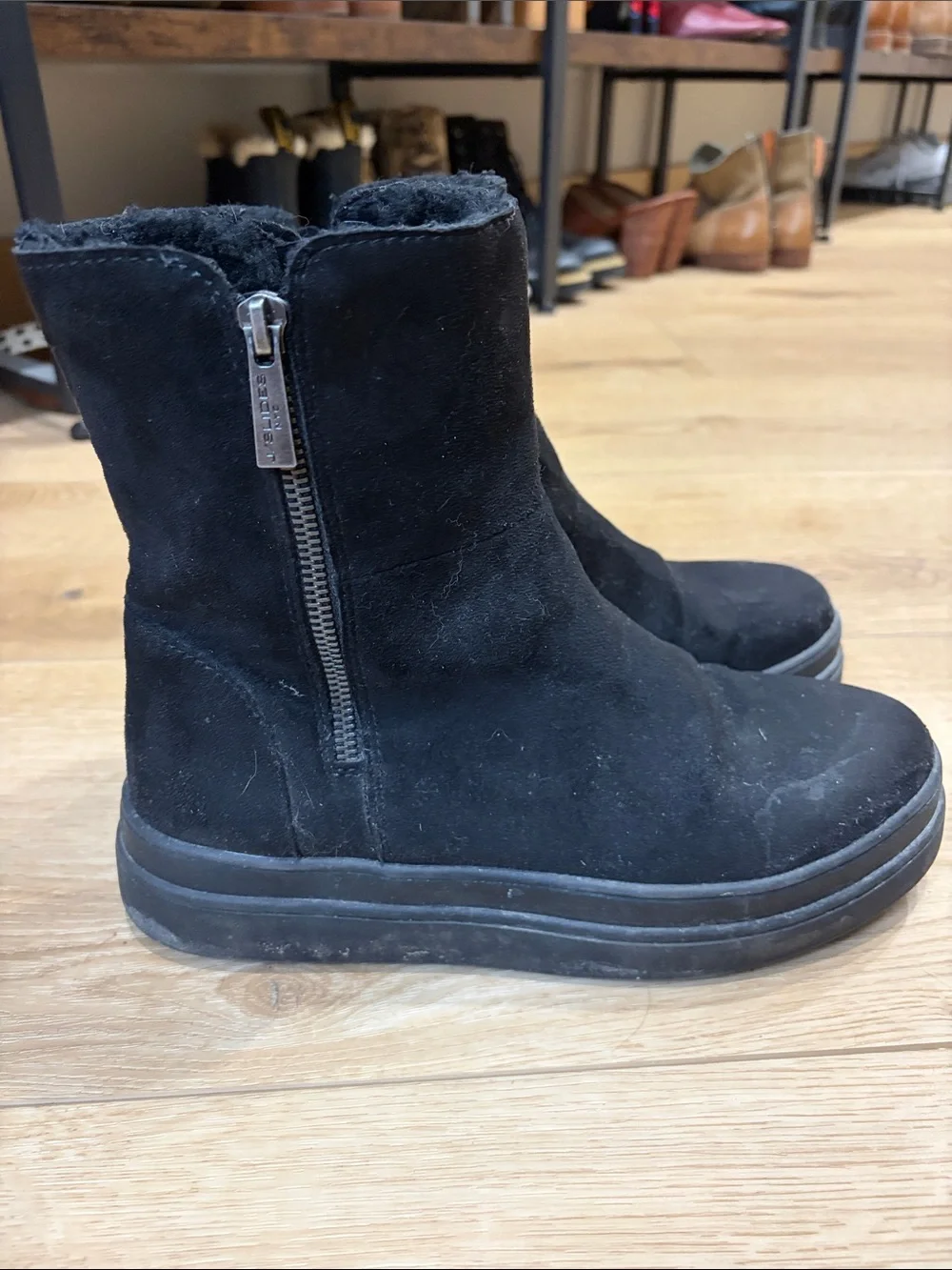 J Slides faux fur lined ankle booties